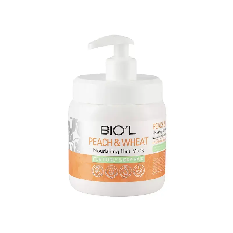 ماسک تقویت کننده مو بیول مدل Peach And Wheat مناسب برای موهای فر و خشک حجم 500 میلی لیتر