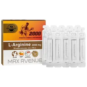محلول خوراکی ال آرژنین 2000 میلی‌ گرم مکس اونیو بستۀ 10 عددی