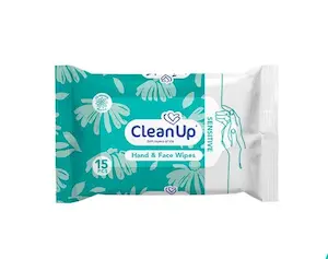 دستمال مرطوب دست و صورت کلین ‌آپ مخصوص پوست حساس بستۀ ۱۵ عددی