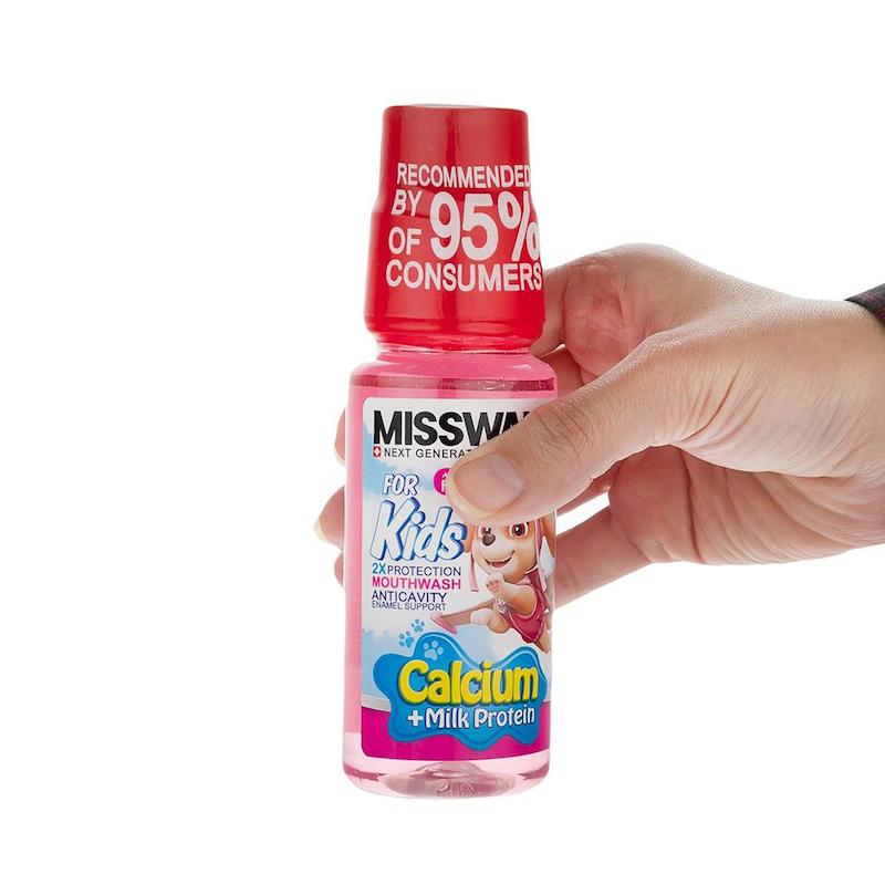 دهان‌شویه کودکان میسویک مدل سگ‎‌های نگهبان حجم 200 میلی لیتر رنگ صورتی