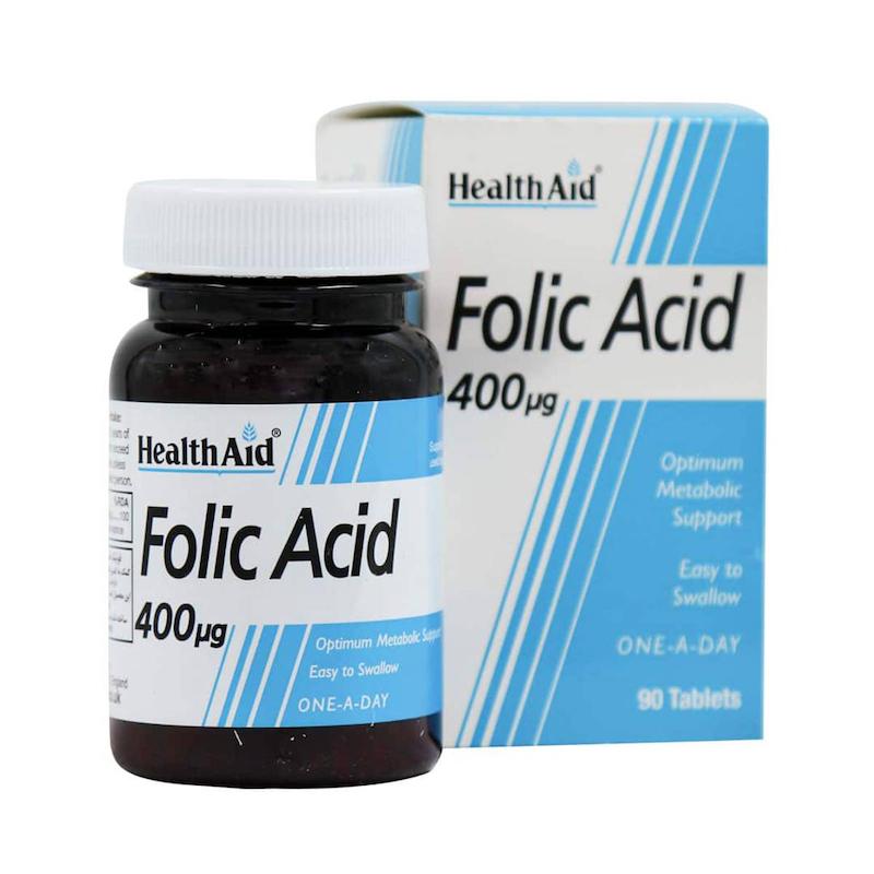 قرص فولیک اسید ۴۰۰ میکروگرم مدل Helth Aid بستۀ ۹۰ عددی