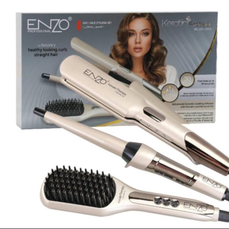 ست 3 کاره اتو مو ،برس حرارتی و بابلیس انزو