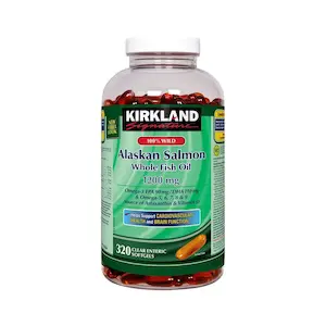 کپسول روغن ماهی سالمون وحشی آلاسکایی کرکلند مدل SIGNATURE حجم 1200 میلی  گرم بستۀ 320 عددی