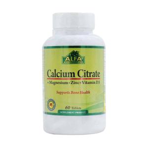 قرص کلسیم سیترات، منیزیم، زینک و ویتامین D3 آلفا ویتامینز بستۀ 60 عددی