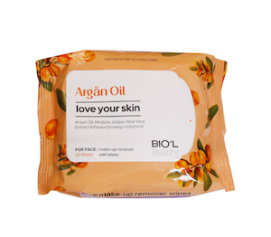 دستمال مرطوب پاک کنندۀ آرایش صورت بیول مدل  Argan Oil حاوی روغن آرگان بستۀ ۲۰ عددی