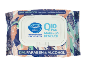 دستمال مرطوب پاک کننده آرایش دافی مدل Q10 Stop Irritation بستۀ ۵۰ عددی