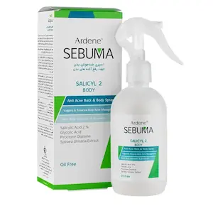 اسپری ضدجوش بدن آردن سبوما حاوی %۲ اسید سالیسیلیک وزن ۲۵۰ گرم 