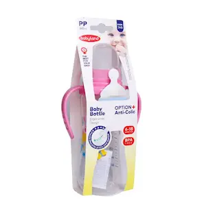 شیشه شیر دسته دار آنتی کولیک بیبی لند کد ۲۴۸ حجم ۲۴۰ میلی لیتر