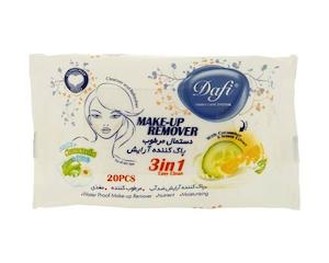دستمال مرطوب پاک‌کننده آرایش دافی مدل 3 در 1 با رایحۀ خیار و لیمو بستۀ 20 عددی