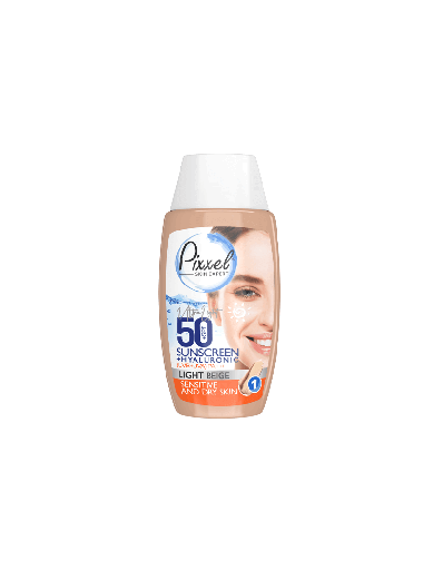 کرم ضدآفتاب بژ روشن پیکسل مخصوص پوست خشک دارای SPF50 حجم ۵۰ میلی لیتر
