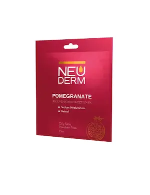 ماسک صورت ورقه‌ای نئودرم حاوی عصارۀ انار بسته‌بندی تکی