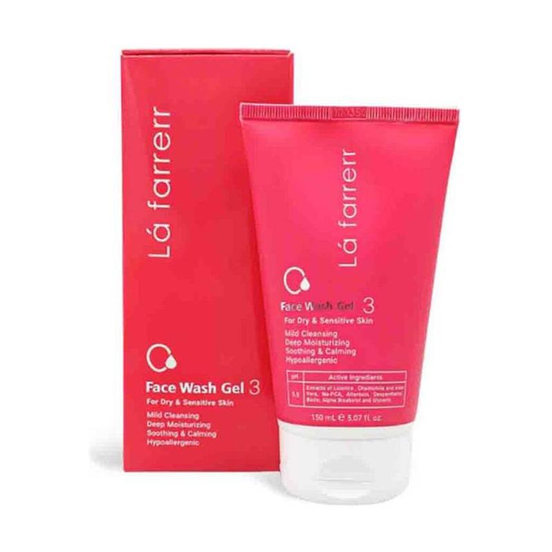 ژل شستشوی صورت لافارر مدل Face Wash Gel 3 مناسب پوست‌های خشک و حساس حجم ۱۵۰ میلی لیتر