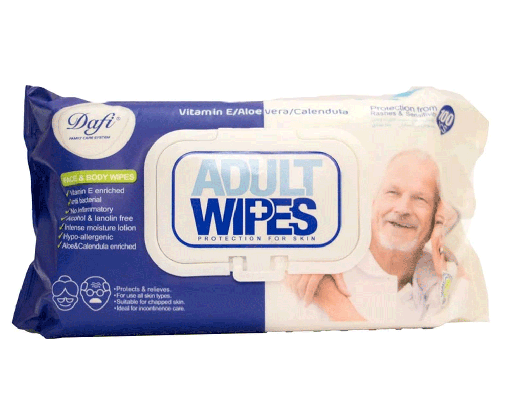 دستمال مرطوب دافی مدل Adult Wipes مناسب بزرگسالان بسته 100 عددی