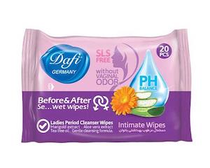 دستمال مرطوب بهداشتی بانوان دافی مدل Befor And After بسته 20 عددی