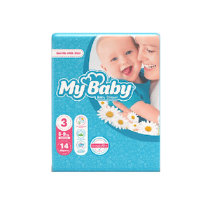 پوشک بچۀ آبی مای بیبی سایز 3 مخصوص 5 تا 9 کیلوگرم بستۀ 14 عددی