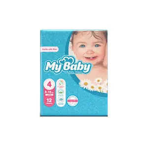 پوشک بچۀ آبی مای بیبی سایز 4 مخصوص 8 تا 16 کیلوگرم بستۀ 12 عددی