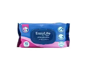 دستمال مرطوب بزرگسالان ایزی لایف حاوی عصارۀ لوندر بستۀ 70 عددی