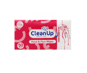 دستمال مرطوب رطوبت‌رسان کلین آپ مخصوص دست و صورت بستۀ 50 عددی