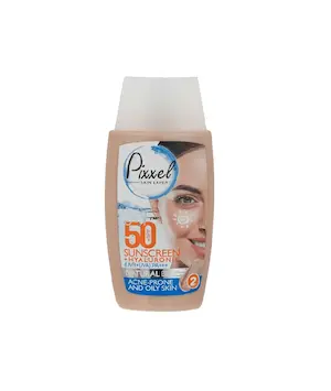 کرم ضدآفتاب پیکسل دارای SPF50 مخصوص پوست چرب رنگ بژ طبیعی حجم 50 میلی لیتر