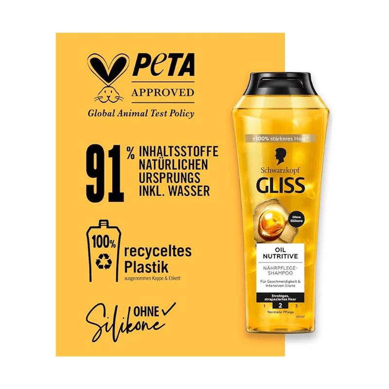 شامپو مو گلیس مدل Oil Nutritive مناسب برای موهای خشک و آسیب دیده حجم 370 میلی لیتر