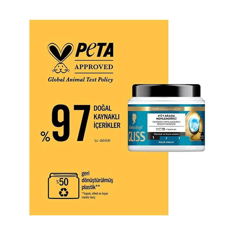 ماسک مو مرطوب‌کنندۀ گلیس مدل ARADA NEMLENDIRICI 4 in 1 مخصوص موهای معمولی و خشک حجم 400 میلی لیتر