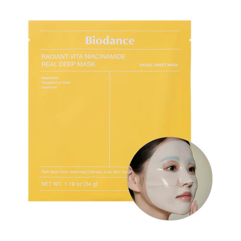 ماسک روشن‌کنندۀ ویتا نیاسینامید بایودنس مدل Pineapple Fruit Water وزن 34 گرم 