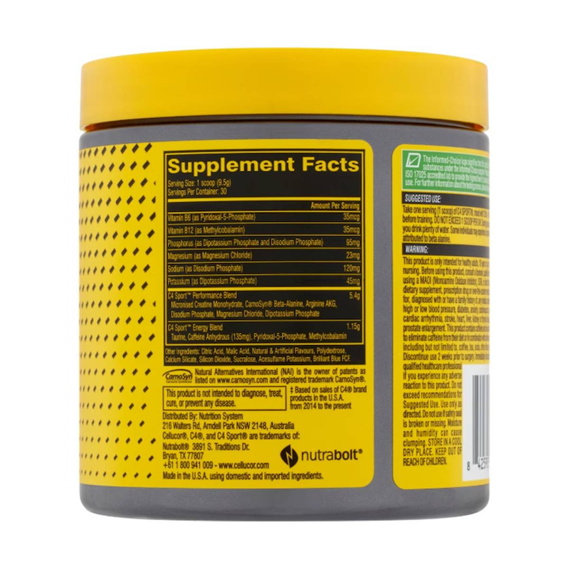 مکمل پمپ C4 اسپورت سلوکور مدل BLUE RASPBERRY حجم 285 گرم