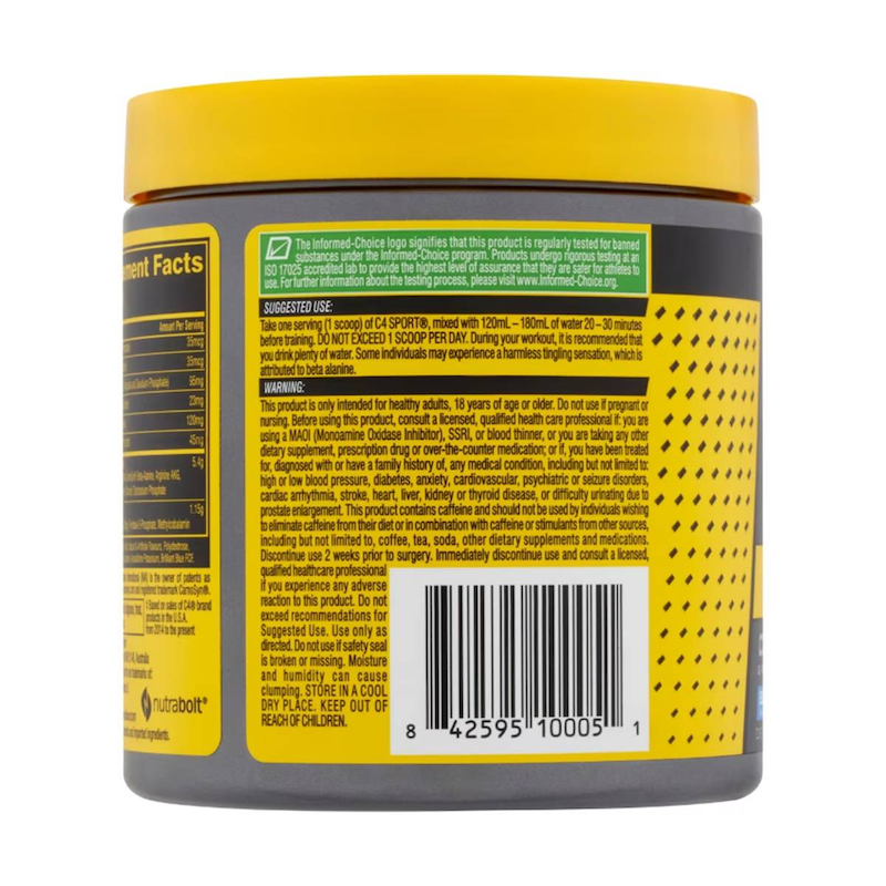 مکمل پمپ C4 اسپورت سلوکور مدل BLUE RASPBERRY حجم 285 گرم