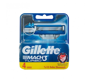 تیغ یدک ژیلت مدل MACH3 TURBO سه لبه بستۀ ۴ عددی