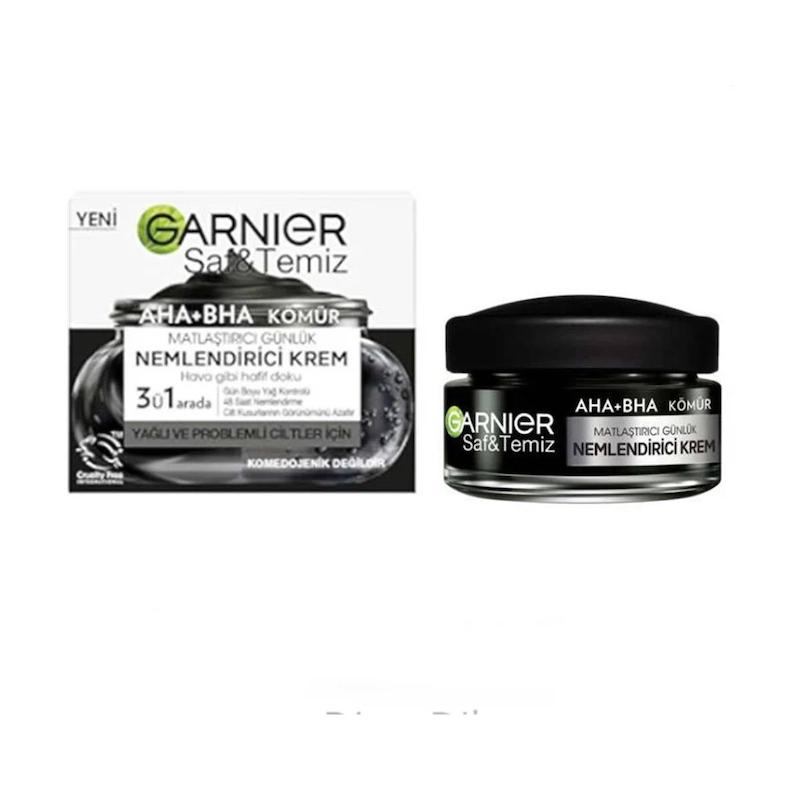 کرم زغالی روزانه سه‌کاره گارنیر پیور اکتیو مدل AHA و BHA حجم ۵۰ میلی‌لیتر
