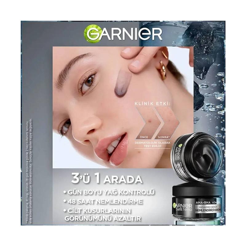 کرم زغالی روزانه سه‌کاره گارنیر پیور اکتیو مدل AHA و BHA حجم ۵۰ میلی‌لیتر