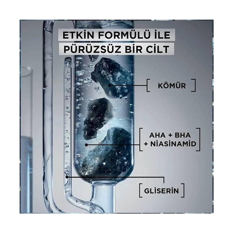 کرم زغالی روزانه سه‌کاره گارنیر پیور اکتیو مدل AHA و BHA حجم ۵۰ میلی‌لیتر