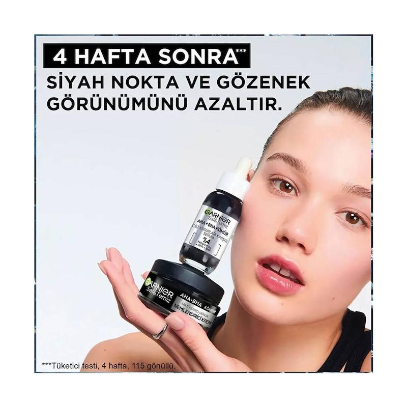 کرم زغالی روزانه سه‌کاره گارنیر پیور اکتیو مدل AHA و BHA حجم ۵۰ میلی‌لیتر