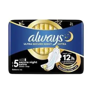 نوار بهداشتی آلویز مدل ultra secure night extra سایز 5 بسته 7 عددی 