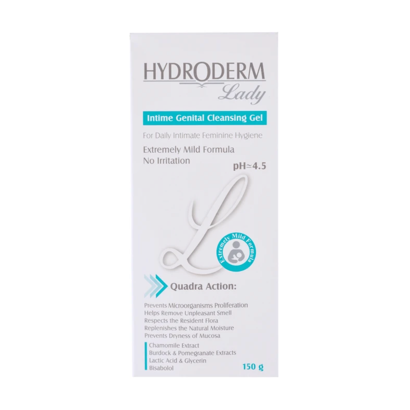 ژل بهداشتی بانوان هیدرودرم سری Quadra Action حجم ۱۵۰ میلی لیتر