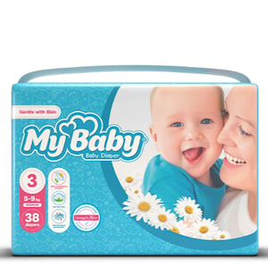 پوشک چسبی مای بیبی سایز ۳ بستۀ ۳۸ عددی