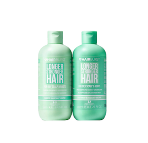 ست شامپو و نرم‌کنندۀ ضدریزش هیربرست سبز ضدچربی، اسکالپ و شوره مدل FOR LONGER STRONGER HAIR حجم 350 میلی لیتر